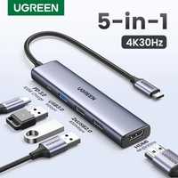 Багатопортовий адаптер Ugreen 5-в-1 hub HDMI Type-C USB3.0