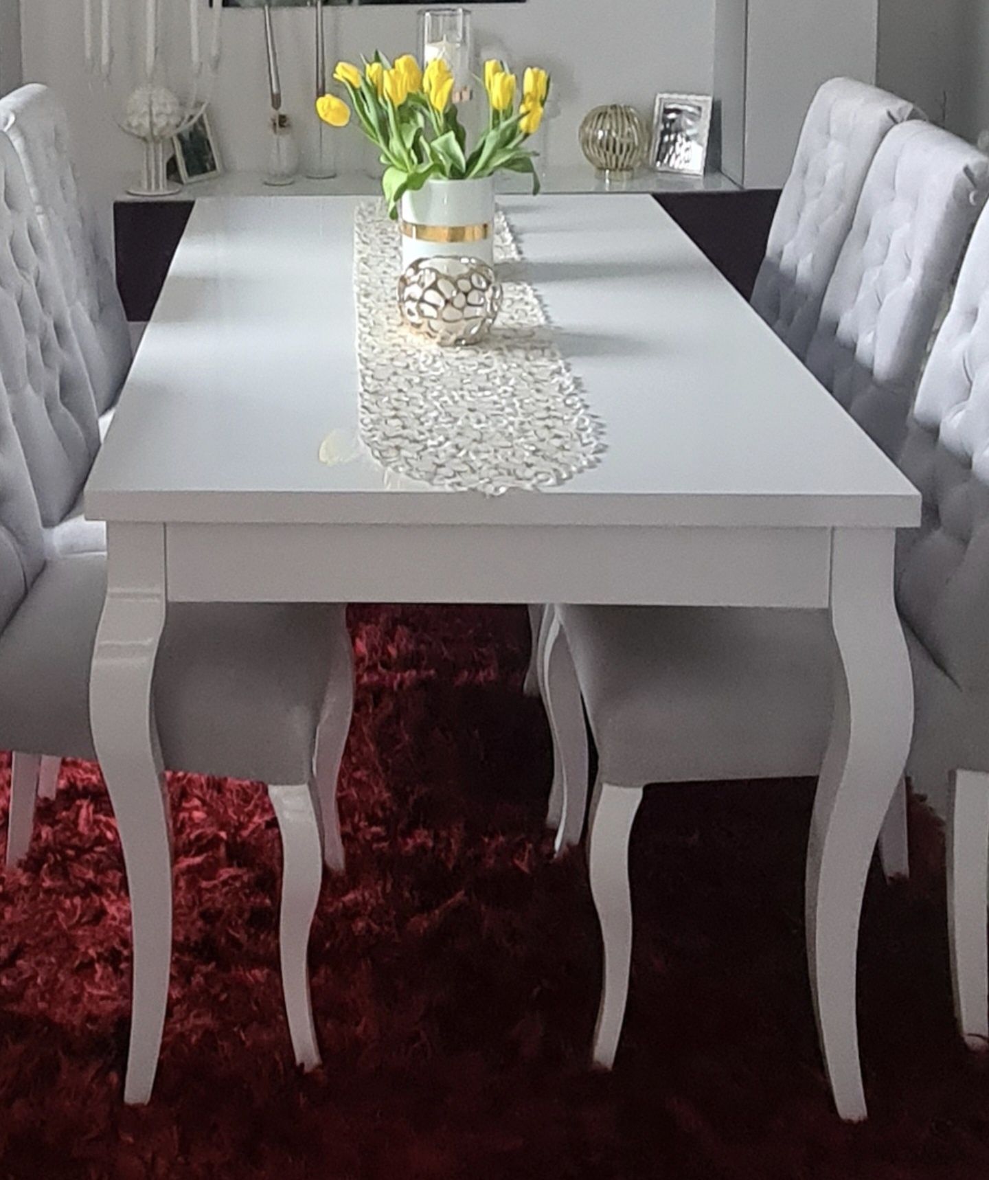 Stół rozkładany biały połysk