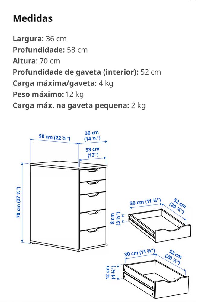 Bloco de gavetas