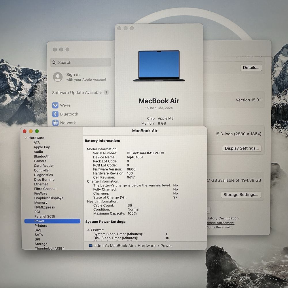 MacBook Air 15" 2024 M3 Midnight 8GB 512GB SSD