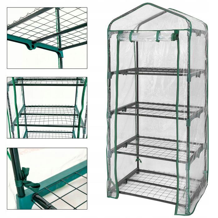 Mini Szklarnia Balkonowa Ogrodowa 4 Półki Pionowa Foliak 160X69X50 Cm