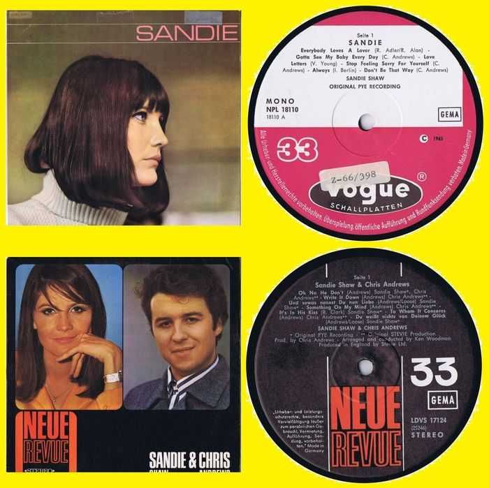 2 LPs Novos -Sandie Shaw & Chris Andrews - same - 2. Sandy Shaw