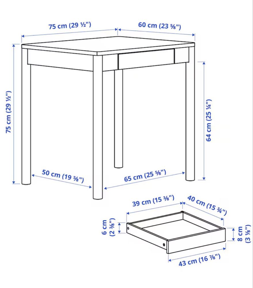 IKEA  Стіл TONSTAD Дуб (ІКЕА Тонстад) 75х60см.