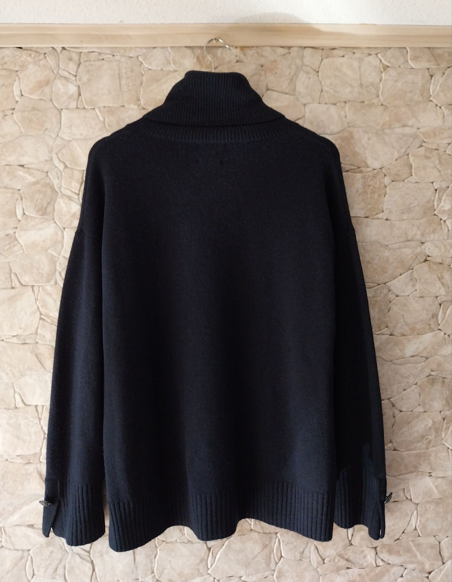 Massimo Dutti granatowy sweter damski kaszmir z wełną L