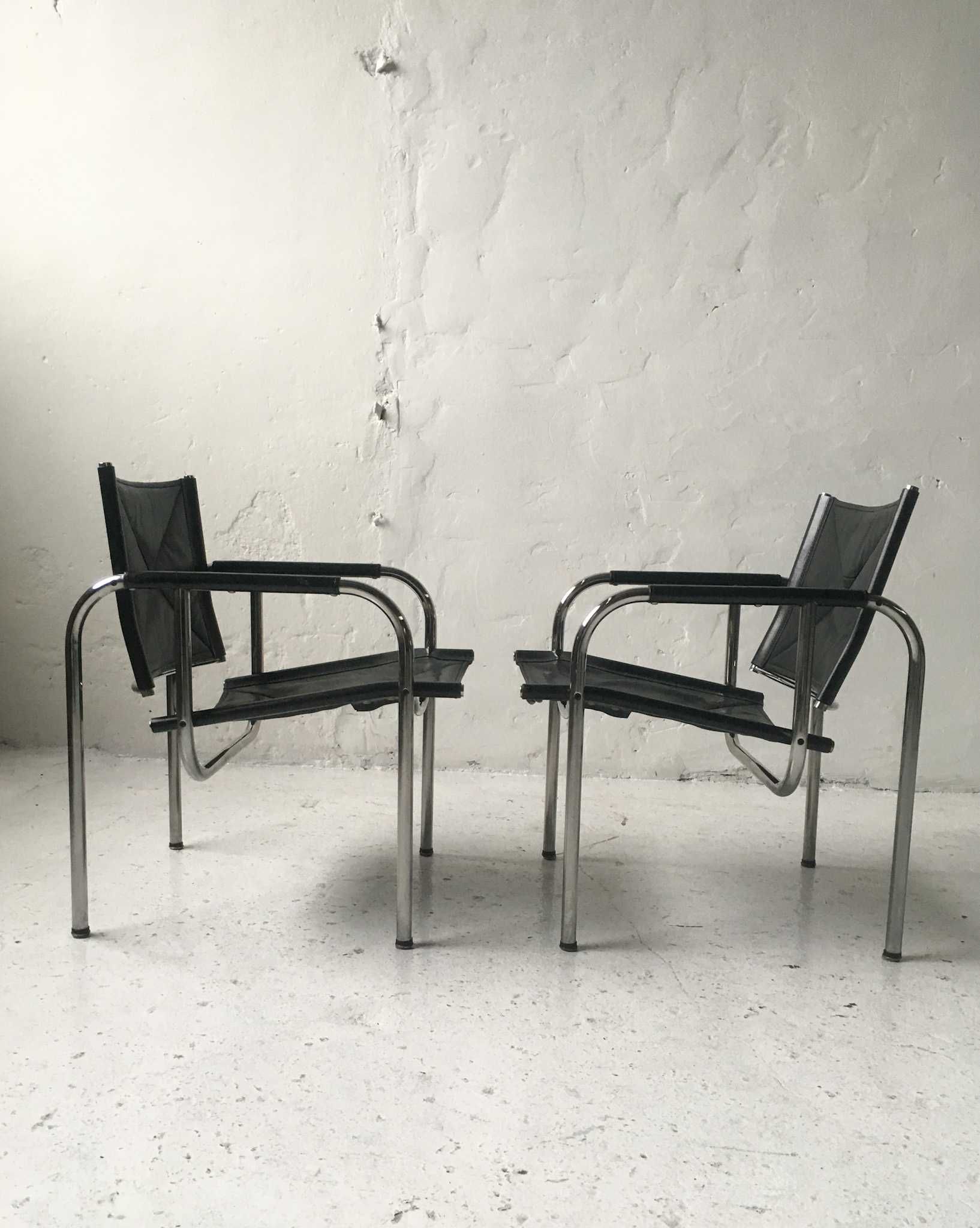 Strässle fotele skórzane proj H.Eichenberger lata 70 vintage design