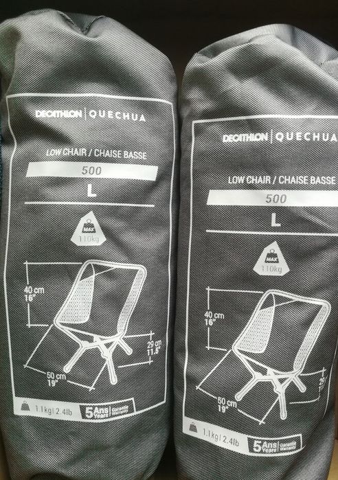 2x krzesło kempingowe niskie Quechua szare