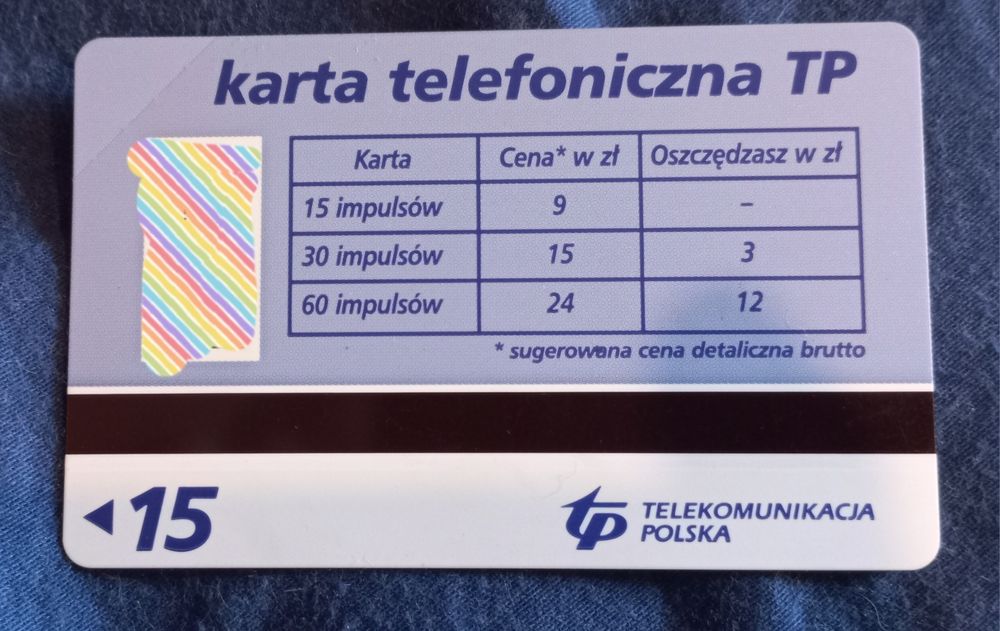Karta telefoniczna na impulsy do budki telefonicznej