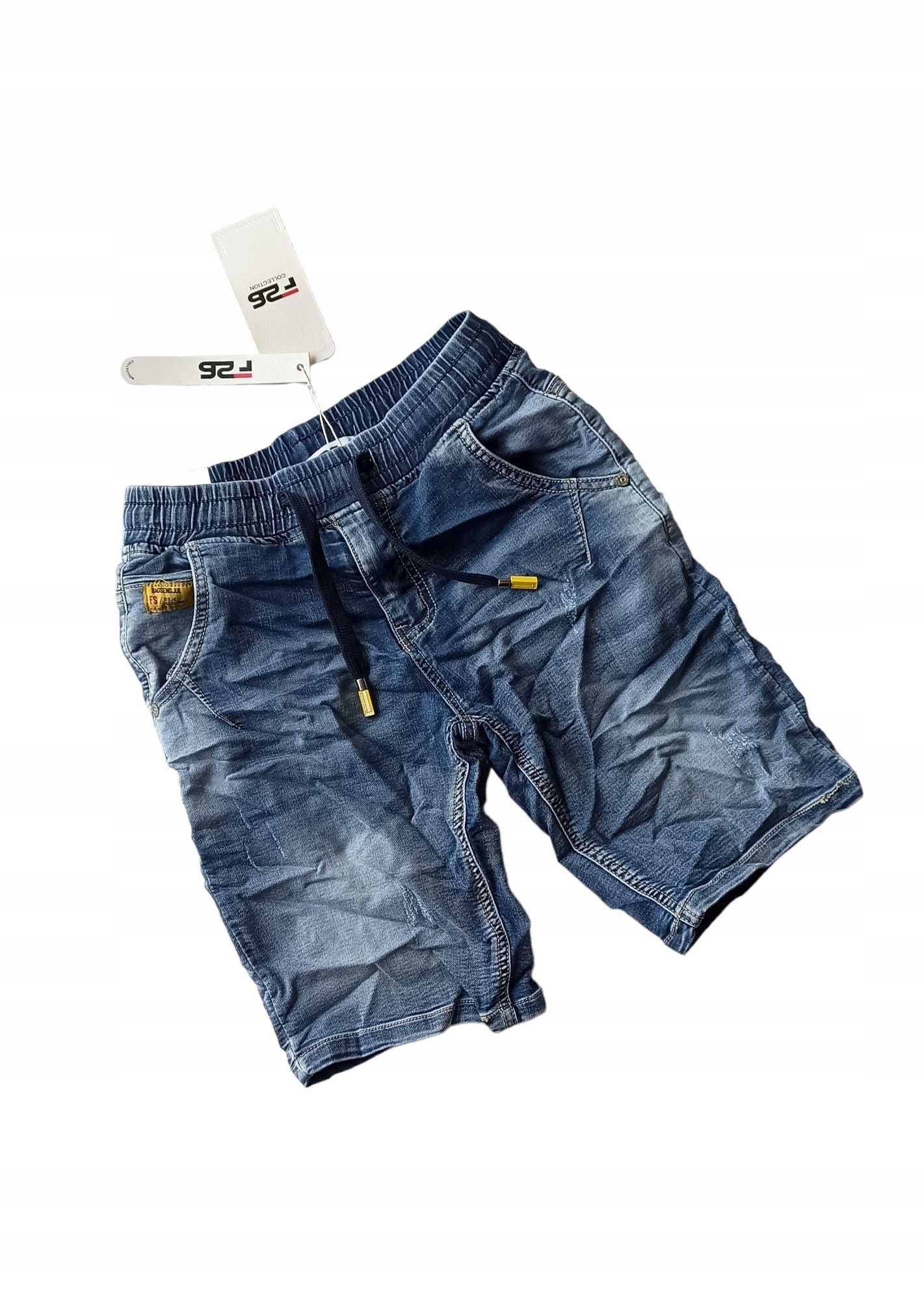 Krótkie spodenki szorty jeansowe dla chłop 158-164