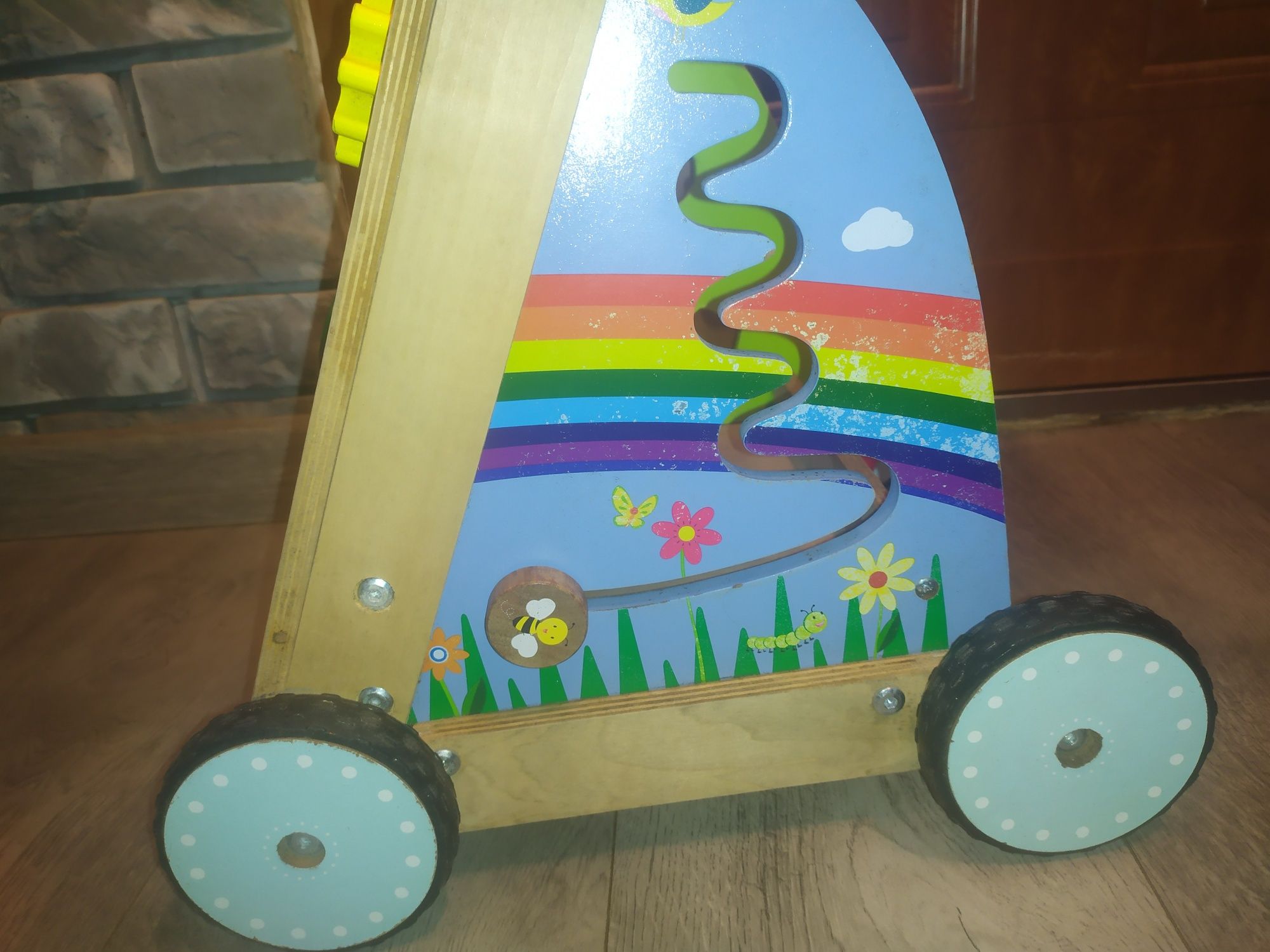 Playtive duży wózek pchacz chodzik, zabawka drewniana interaktywna
