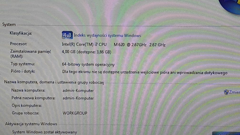 Laptop DELL Latitude E6510, i7 WIN7, 15cali, BDB 4GB, 296GB