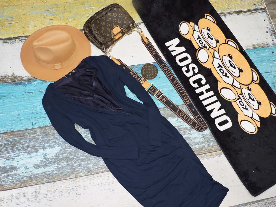 Mango Morska sukienka kopertowa XS