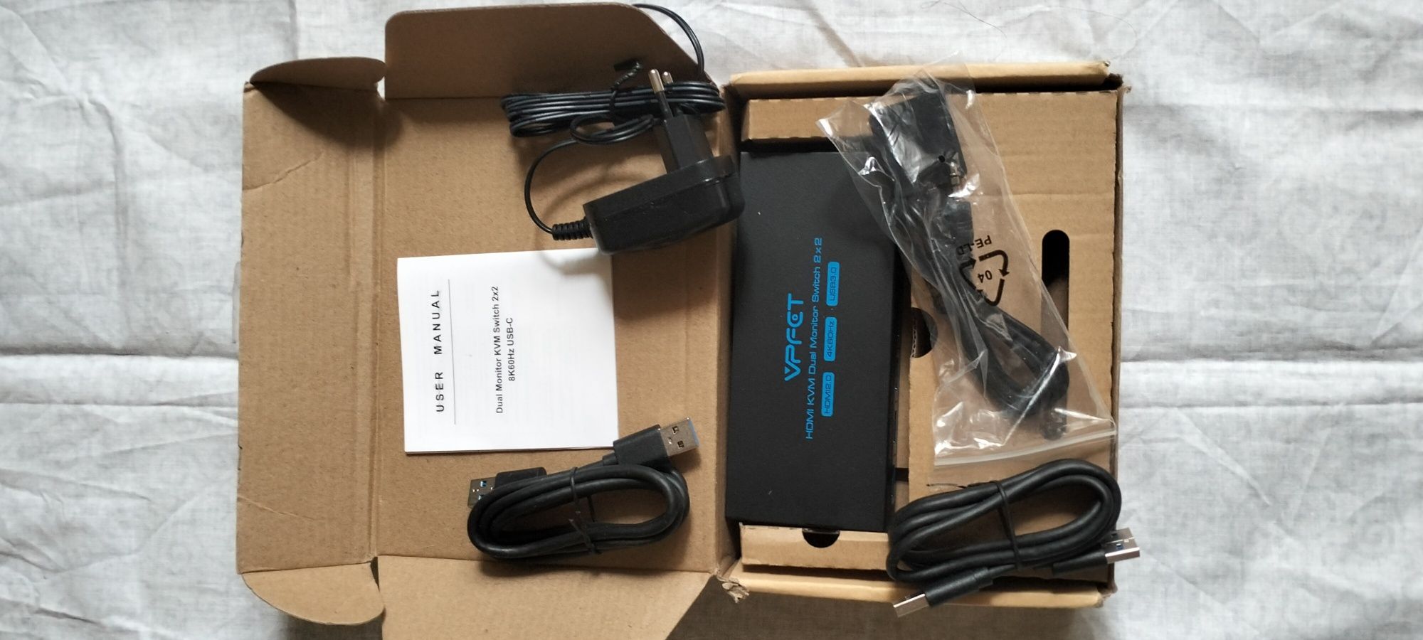 KVM переключатель VPFIT HDMI/DP для 2х мониторов,ПК,USB3.0 8K,4К