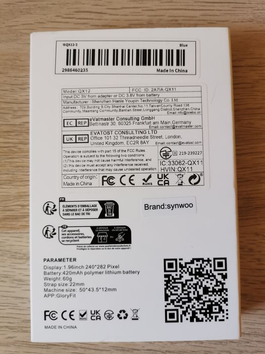 Smart Watch QK12 niebieski męski