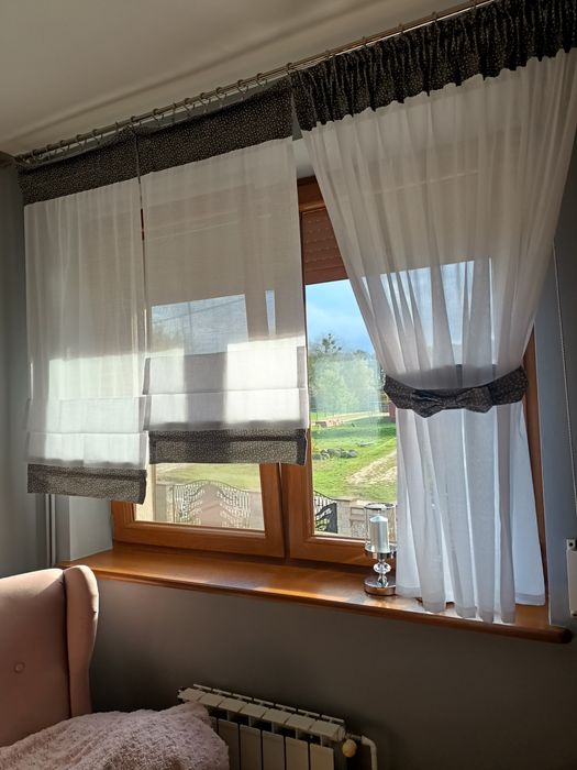 Firanka panel biało szara