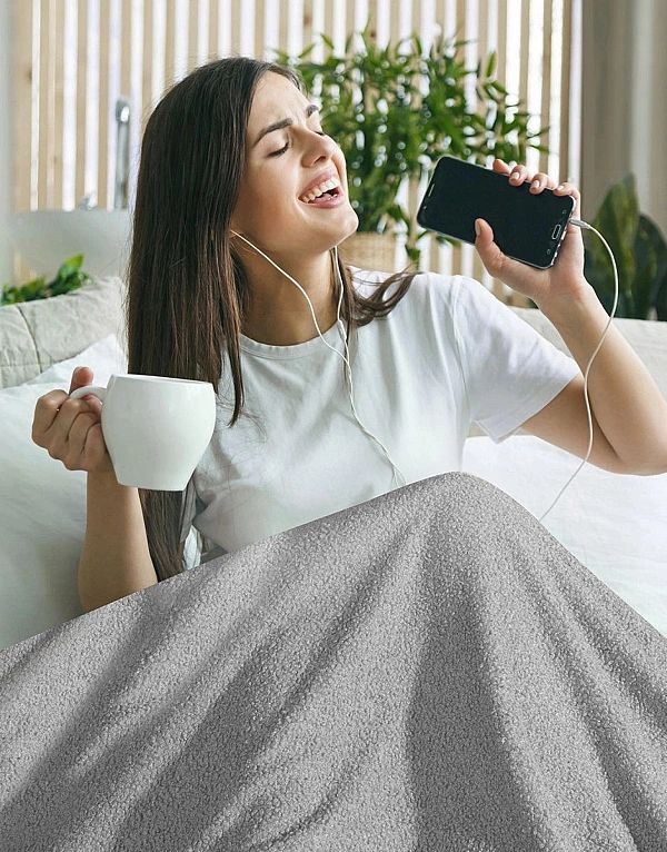 Koc Mikrofibra Jednokolorowy Miękki Pled Boucle Bukla 200x220