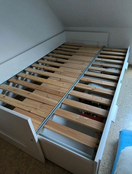 Łóżko drewniane białe leżanka Ikea Brimnes 80-160/200 materace