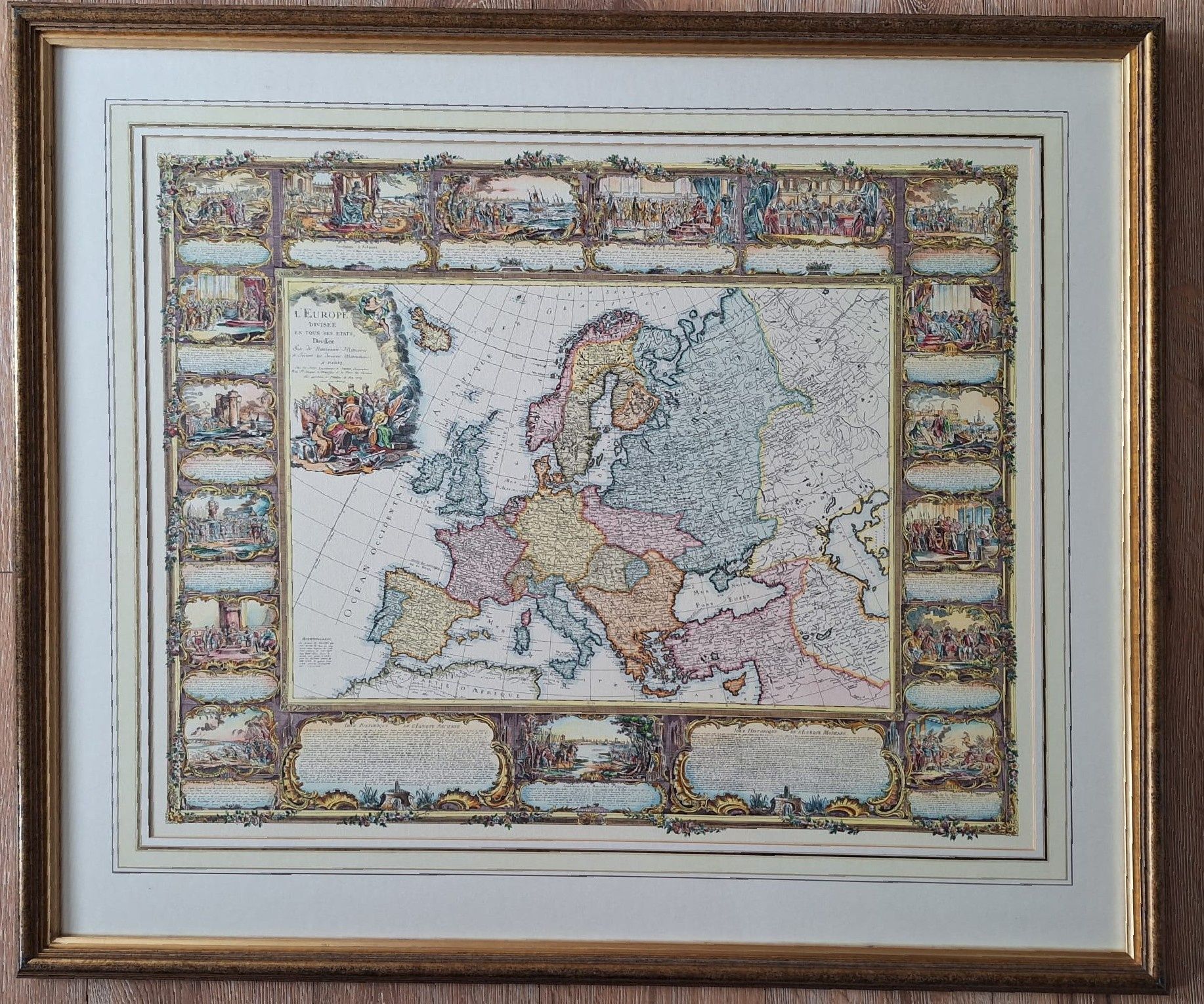 Reprodukcja francuskiej mapy Europy z 1754