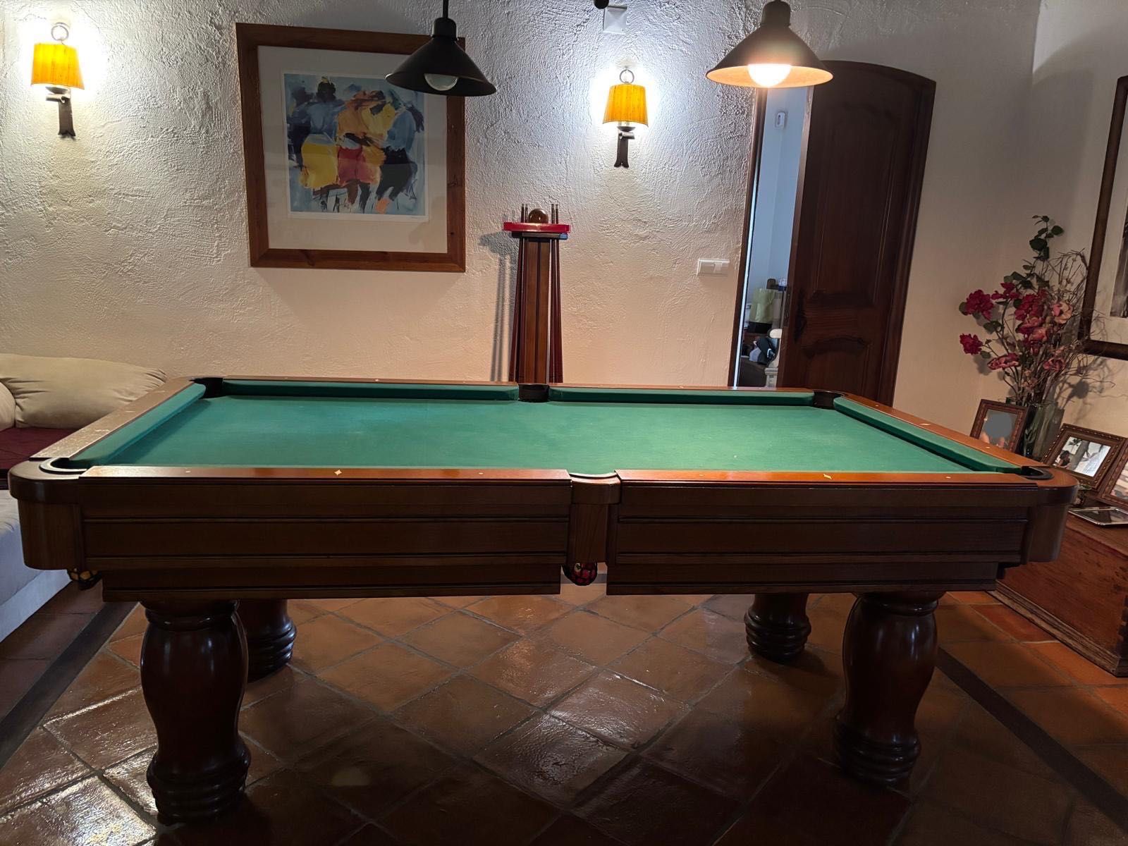 Mesa de Snooker em Madeira com Ardósia + Acessórios