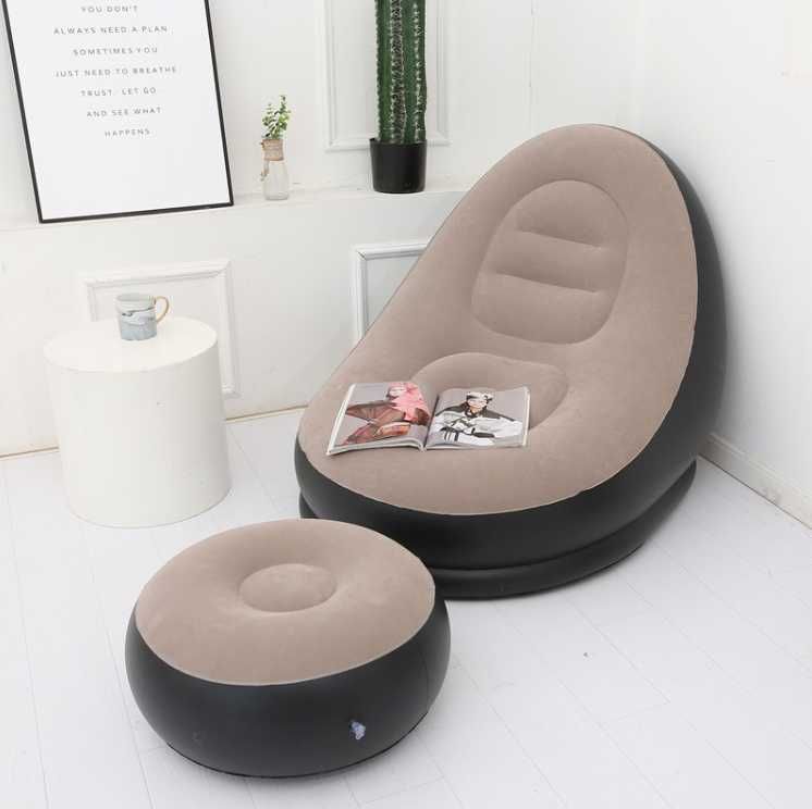 Надувное садовое кресло с пуфиком Air Sofa Comfort zd-33223, велюр