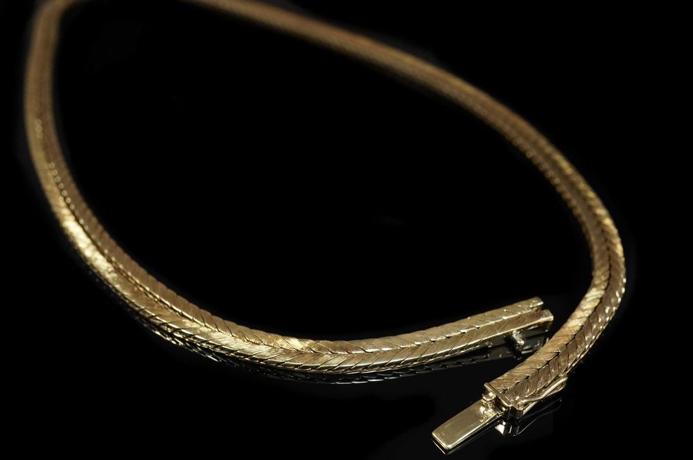 Złoto 585 - złoty łańcuszek podwójny, pełny. 40 cm