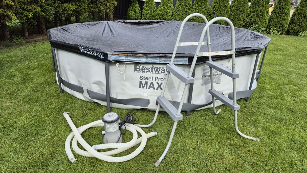 Basen stelażowy Bestway 366x76cm z pokrywą, pompą i drabinką