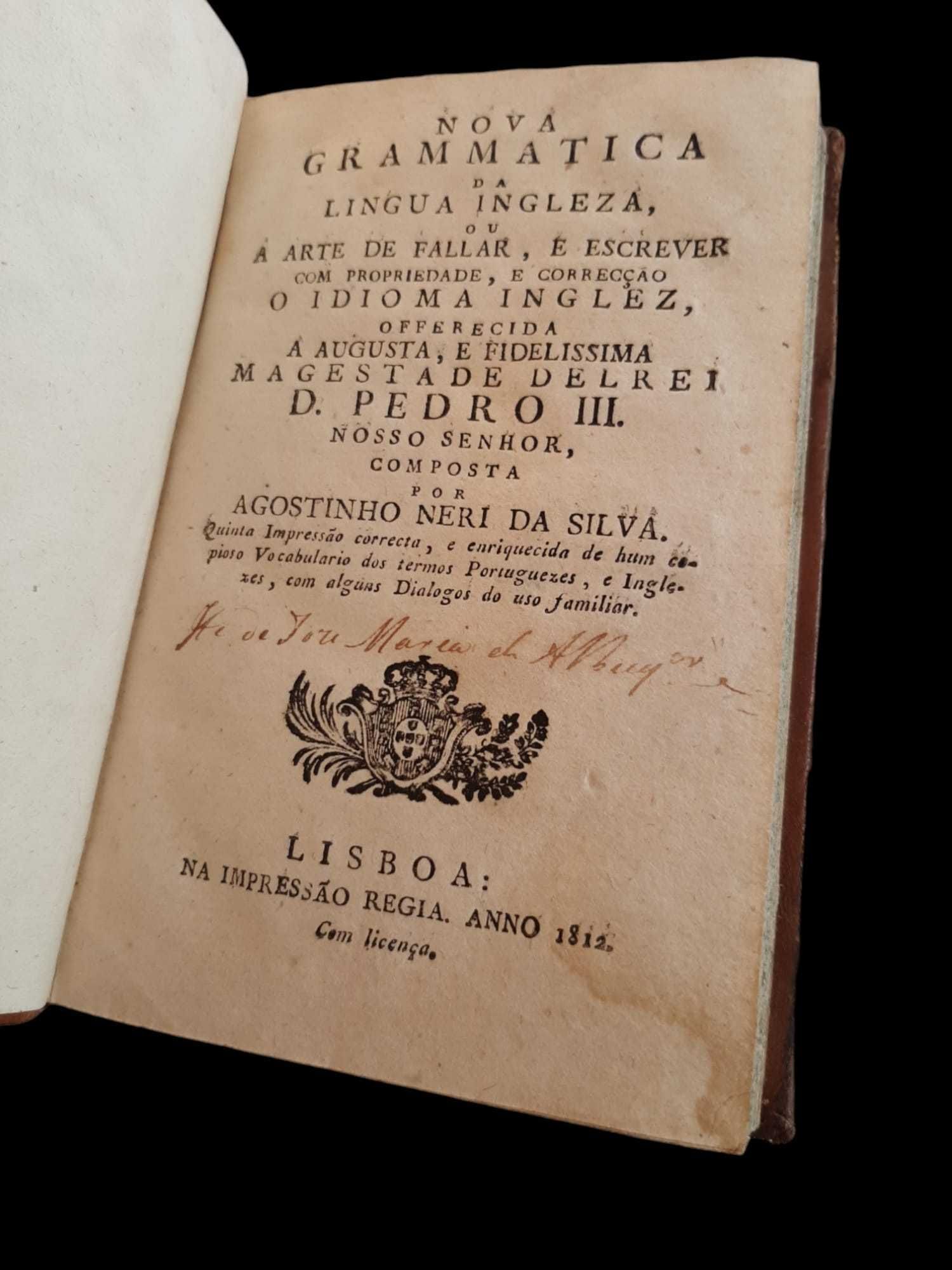 Livro Nova Grammatica da Lingua Ingleza ou A Arte de Fallar - 1812