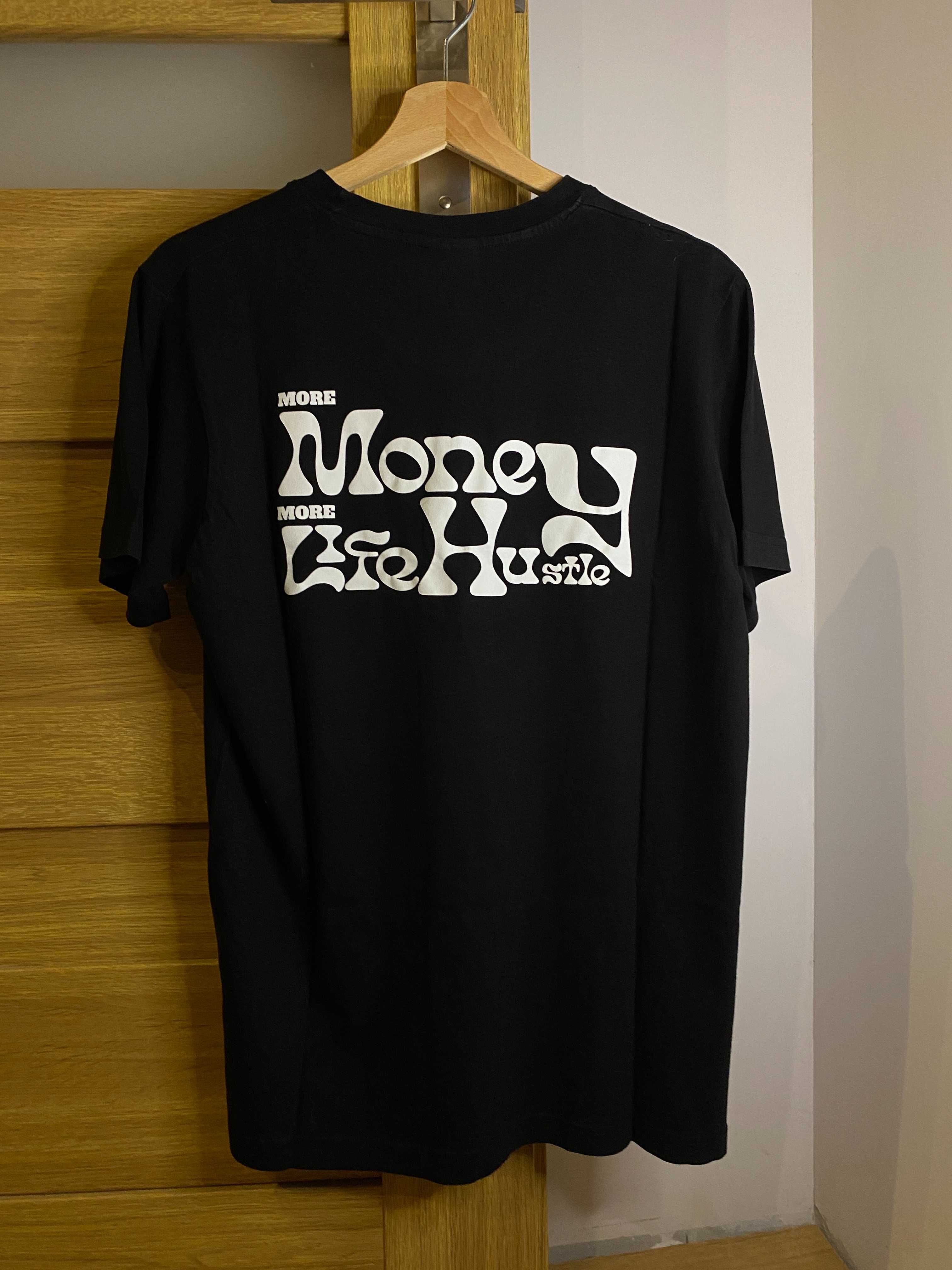 Męska Czarna Koszulka Hustler More Money More Life Hustle