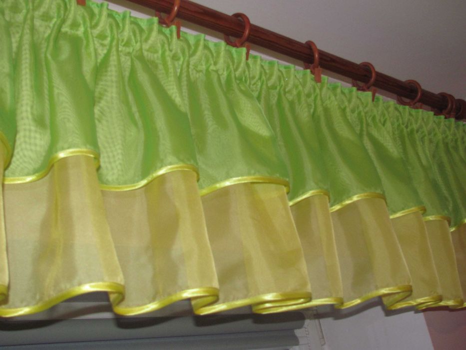 Lambrekin woal lamówka podwójny żółto-zielony i inne kolory kar.150 cm