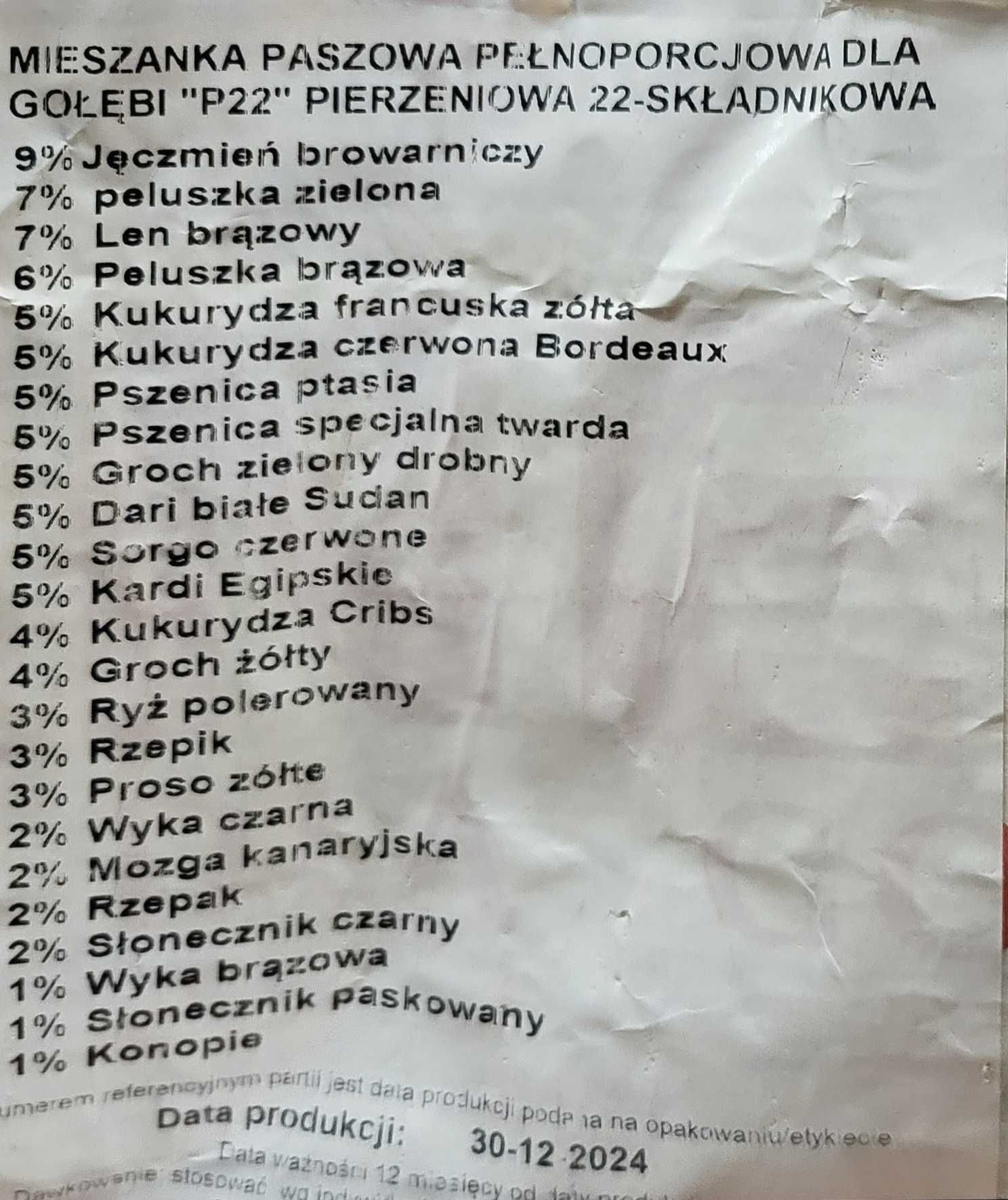 Pasze ziarno dla gołębi