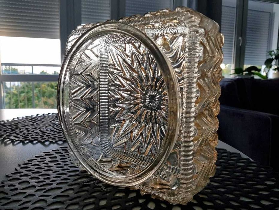 Kryształowy plafon, oprawa na lampę PRL, klosz szklany retro