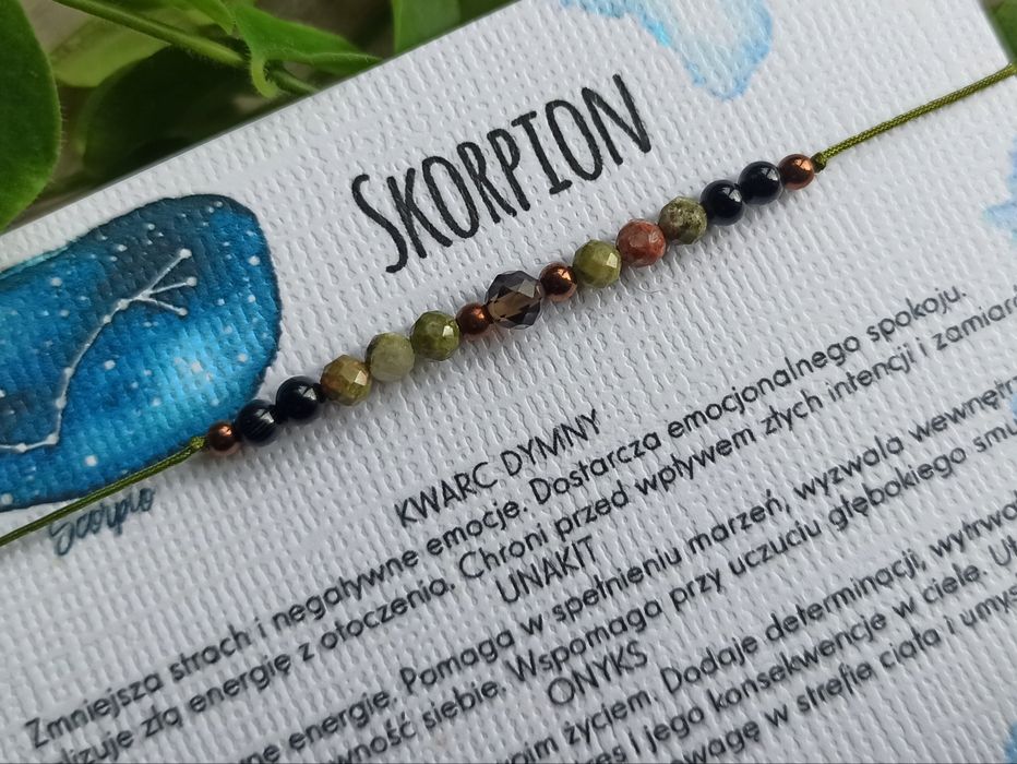 Skorpion, bransoletka na szczęście, kamienie amulet