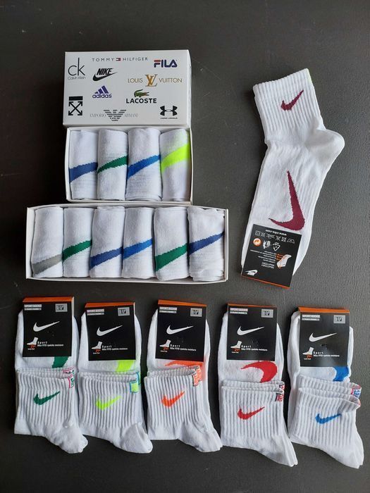 Середні шкарпетки Найк/Пума/Томмі. Мужские белые, яркие носки