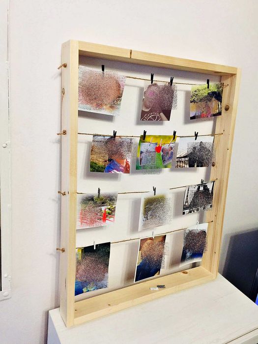 DREWNIANA ramka na zdjęcia, sznurek, na prezent