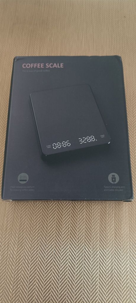 Cyfrowa waga kawowa z tajmerem , ładowana USB, do kuchni, 0,1g-3000g,
