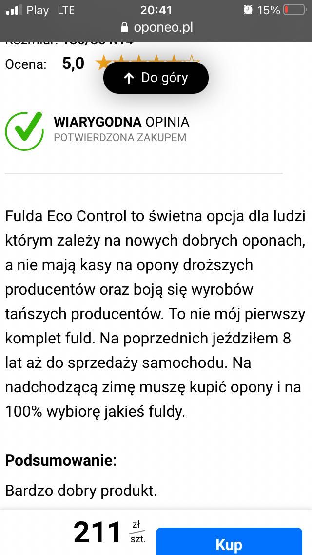 Opony letnie Fulda Eco Control 4 szt. Bdb