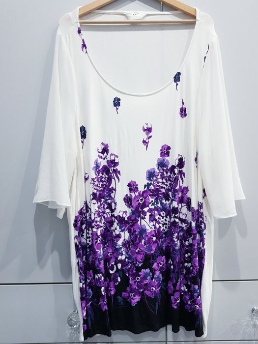 Damska biało-fioletowa bluzeczka w dużym rozmiarze