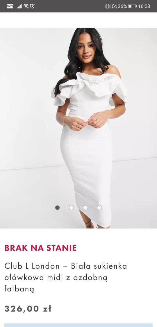 Sukienka biała ołówkowa midi poprawiny panna młoda wesele asos