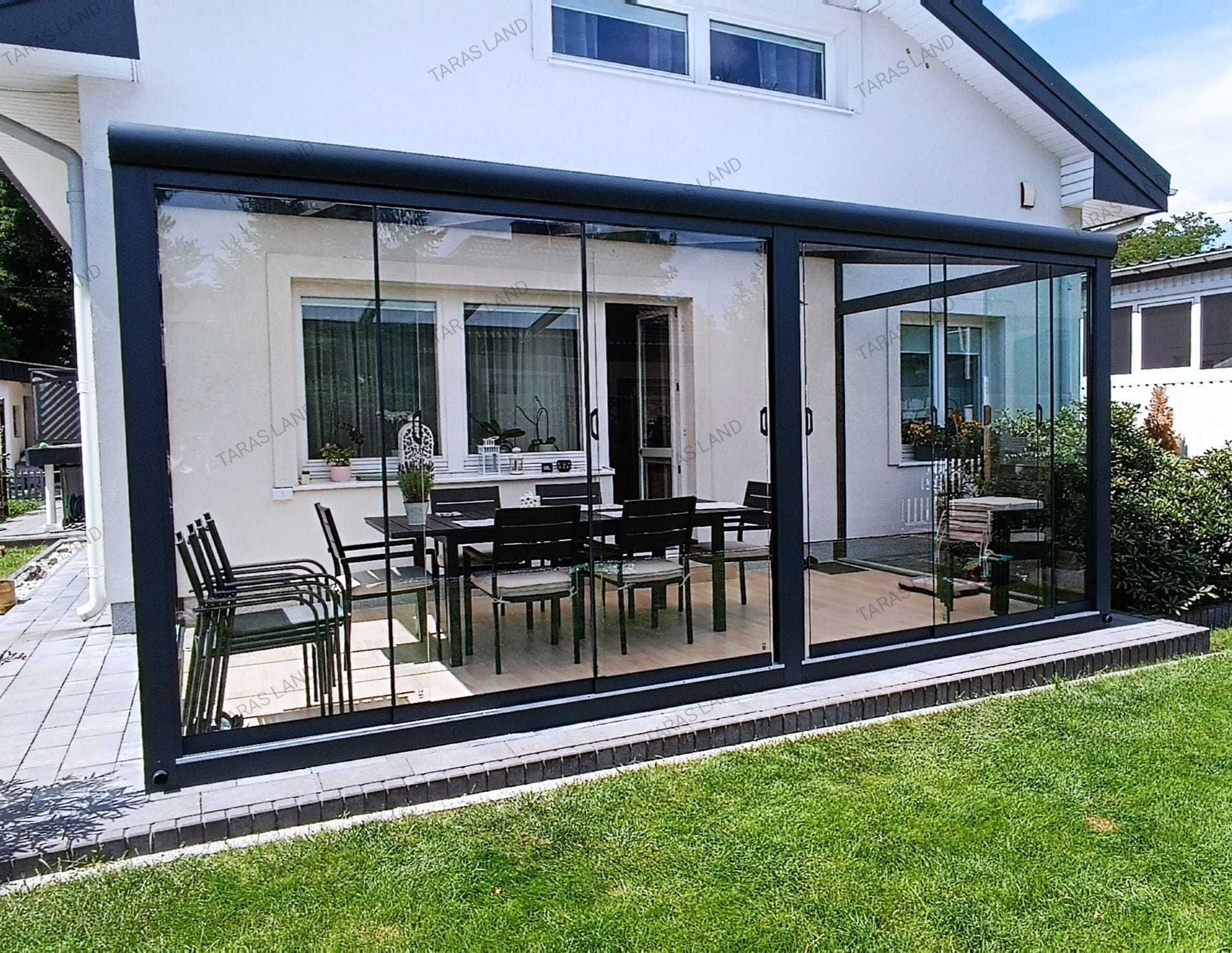 Zadaszenie tarasu, pergola, ogród szklany, patio, oranżeria