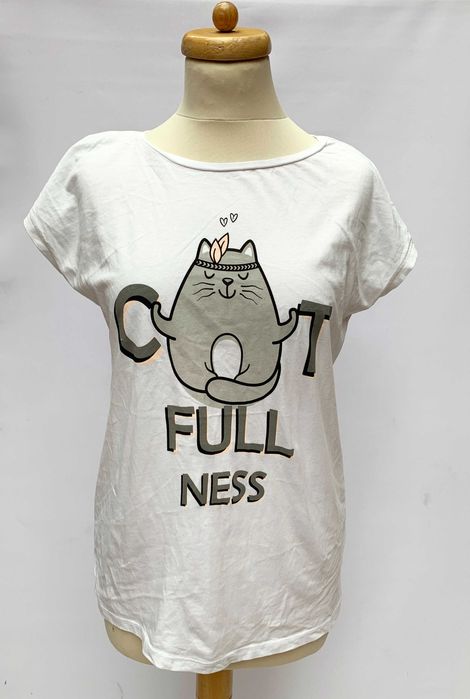Bluzka T Shirt Biała Kot Kotek Tom&Rose M 38 Koszulka