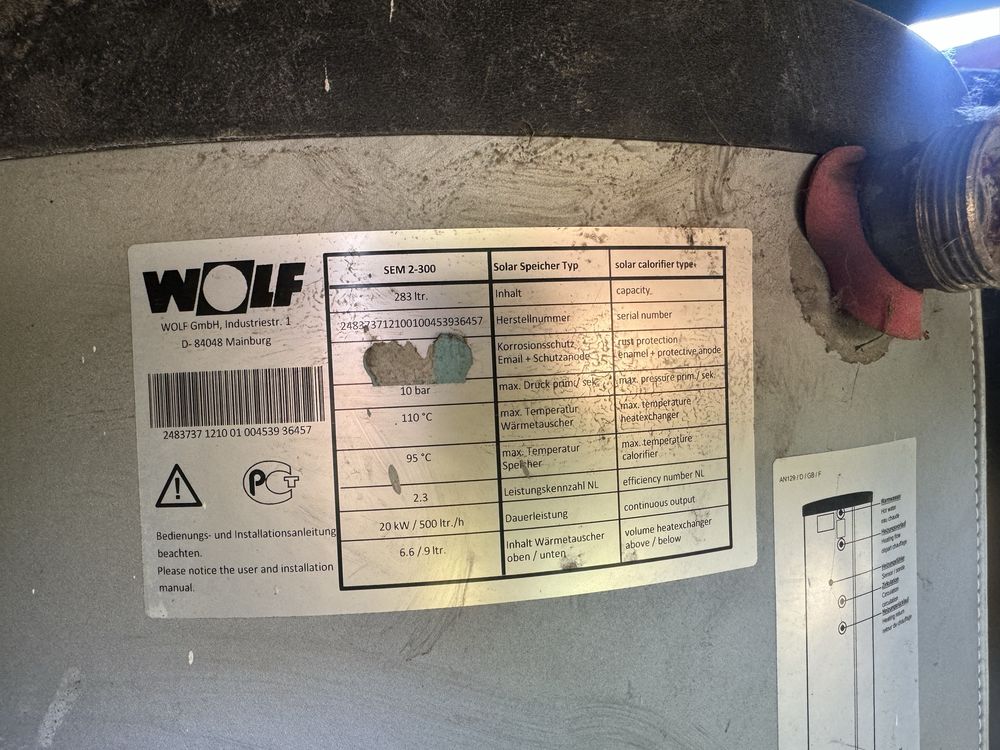 Kocioł gazowy Wolf, zasobnik ciepłej wody