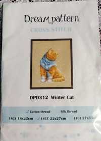 Залишки вишивки "Winter Cat"