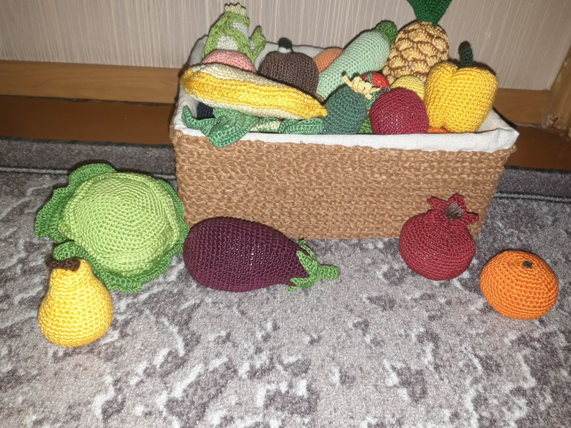 Детские развивающие вязаные игрушки овощи фрукты