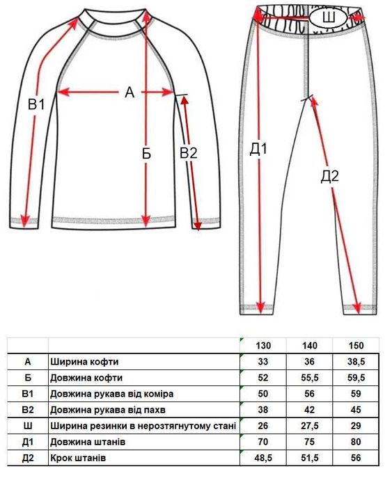 Дитяча термобілизна р130, 140, 150