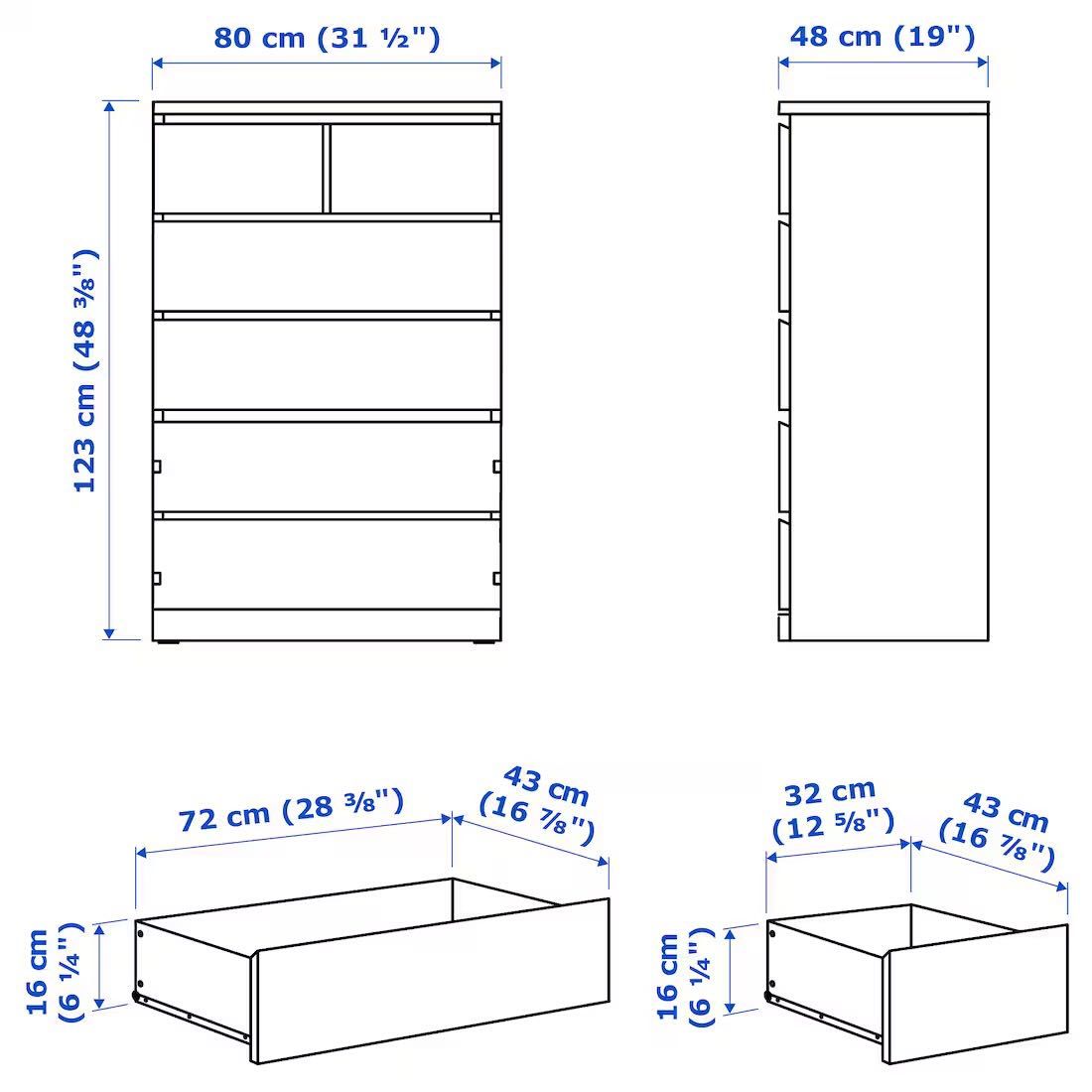 Komoda biała Ikea 6 szuflad 80x123