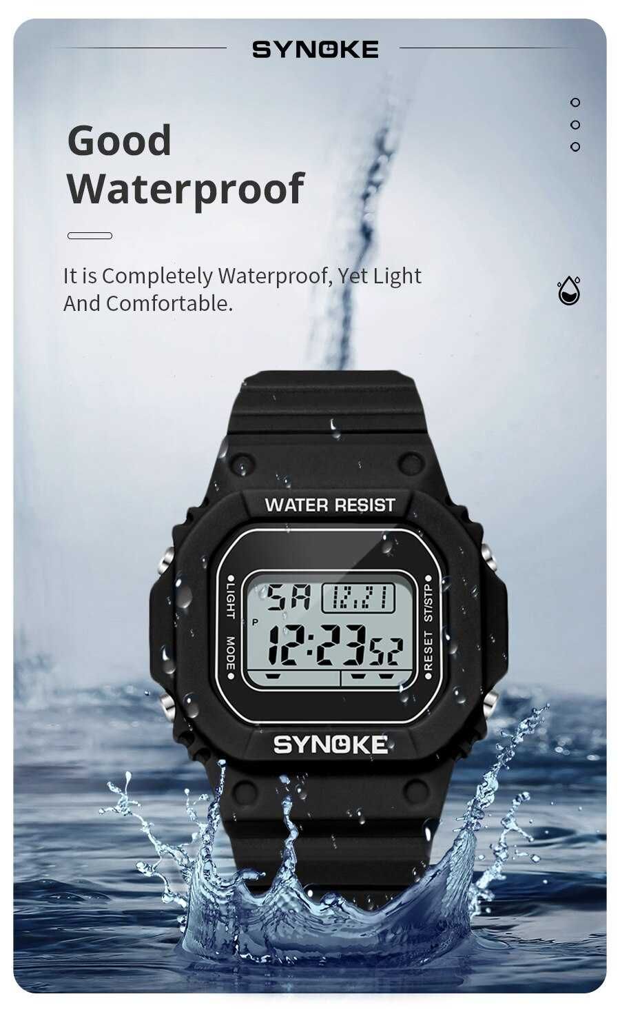 Zegarek elektroniczny męski Synoke sportowy stoper retro PRL WR50