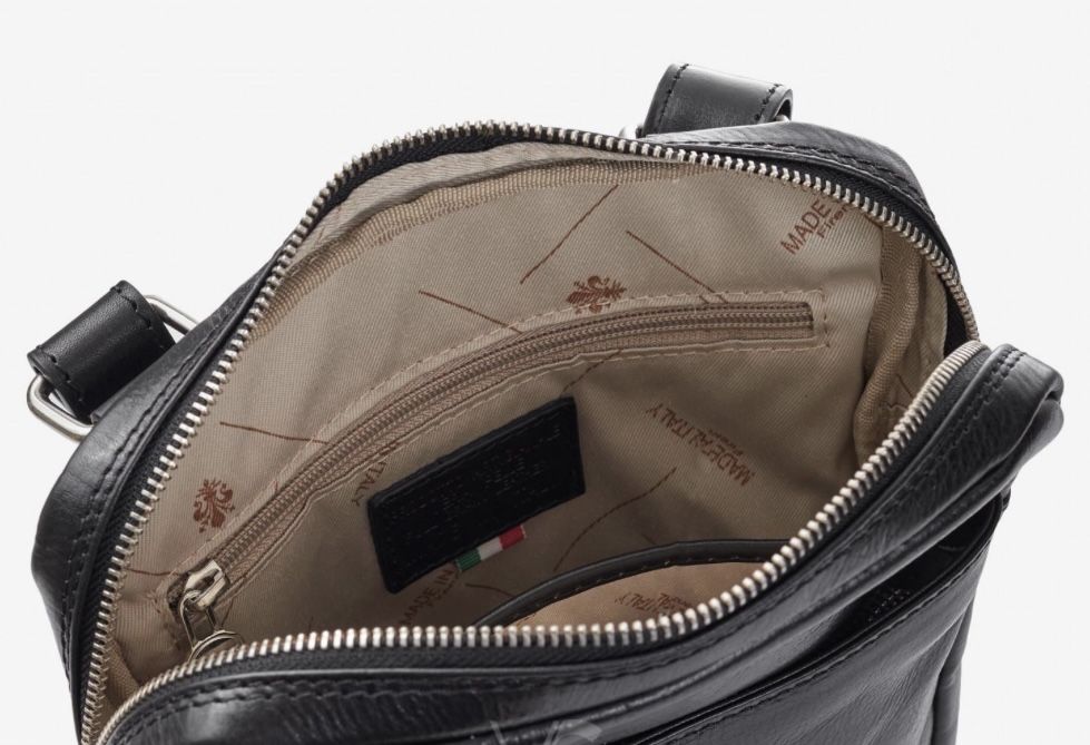 чоловіча сумка шкіряна коричнева чорна італійська Мужская сумка мессен