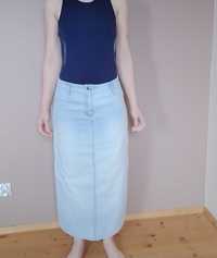 Spódnica jeansowa długa z rozcięciami bocznymi, rozmiar 42,