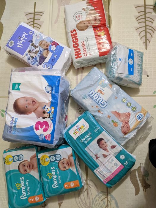 Памперси 2, 3 pampers, Gugu,fralda