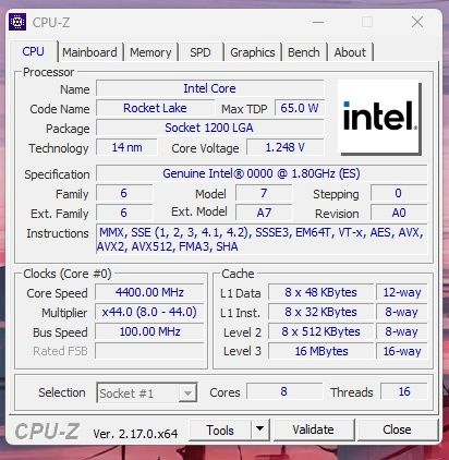 Intel core i9 11900 QVYE