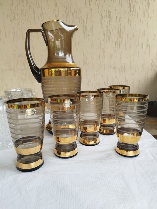 Бокалы +кувшин.Набор для напитков.Bohemia